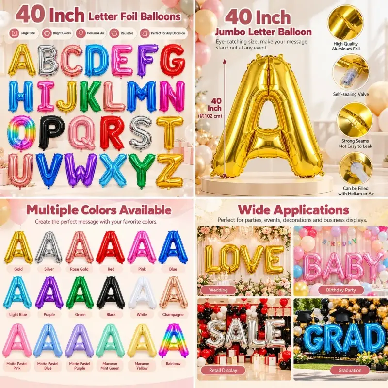40 இன்ச் லெட்டர் ஃபில் பலூன்கள்