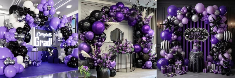 Purple and Black Balloons Garland Kits