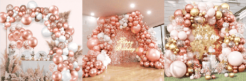 Rose gold balloon garland